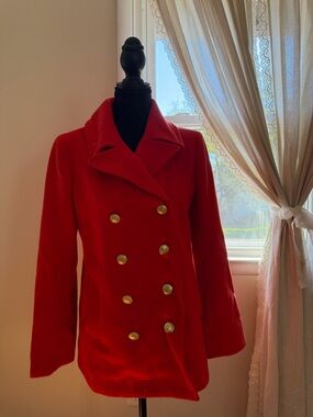 J crew Classic orangeish red Double-Breasted Women's Peacoat